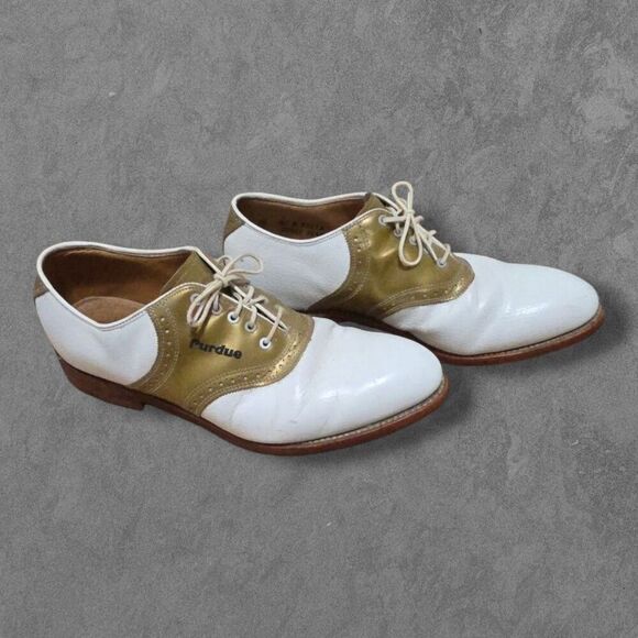 Vintage Purdue Johnston & Murphy Aristocrafts Golf Cleats Saddle Shoe Size 10 main image 5